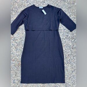 Maternity Ella Bella Chic Black Midi Dress